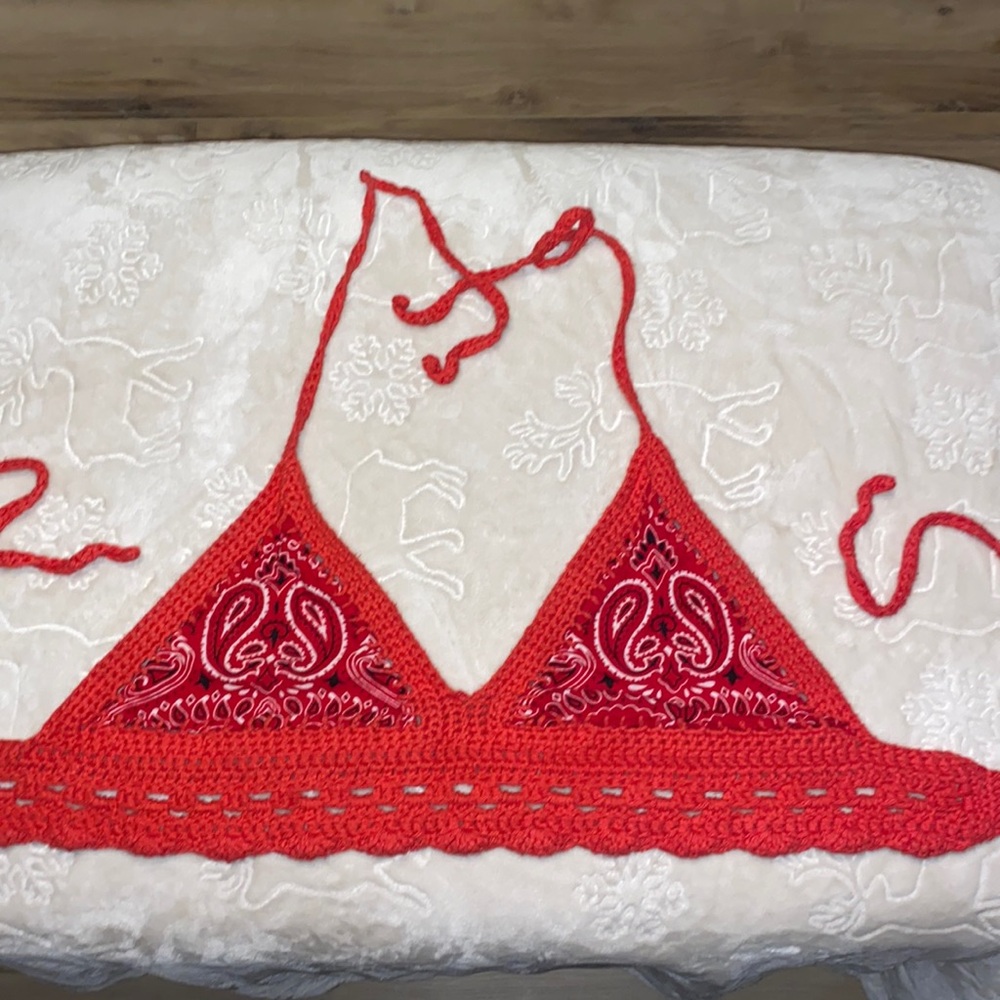 Red Bandana crochet top